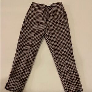 Ann Taylor Black and Tan Houndstooth Cropped Pants